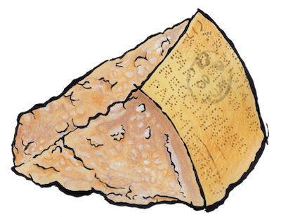 A chunk of Parmigiano Reggiano