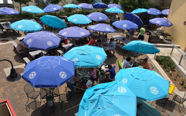 A sea of umbrellas on the Zingerman's Deli patio.