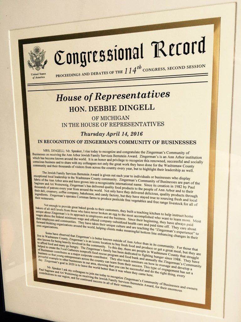 Debbie Dingell Congressional Record Bernstein Award