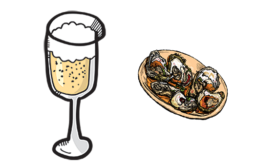 Celebrate the season with oysters and sparkling wine!