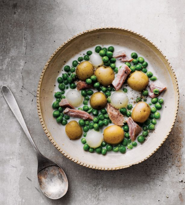 Ronni Lundy's Spring Ham Peas and Potatoes in a bowl