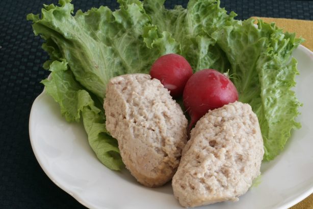 Gefilte fish on a plate