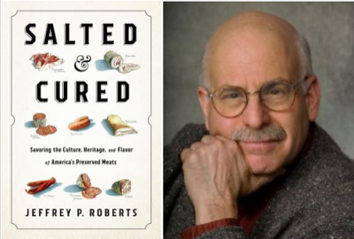 Photo of Jeff Roberts and cover of book Salted and Cured