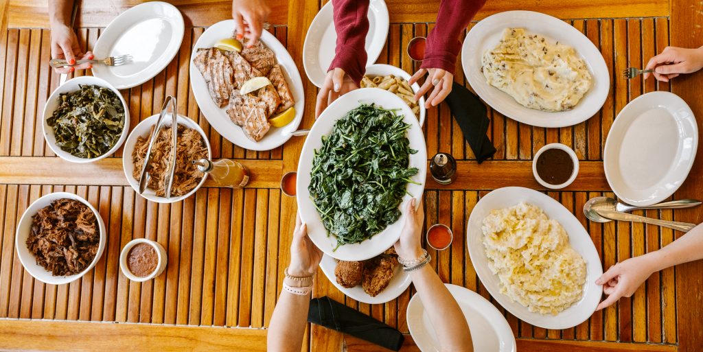 Passing Dishes Across the table