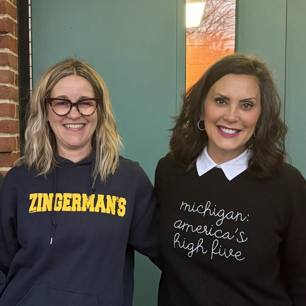 Jenny Santi and Gretchen Whitmer at the Deli dock