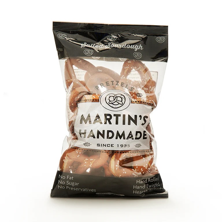 a bag of Martin's Handmade Pretzels