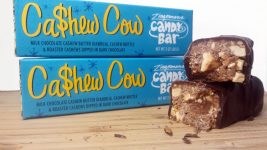 cashew cow bars in boxes and out