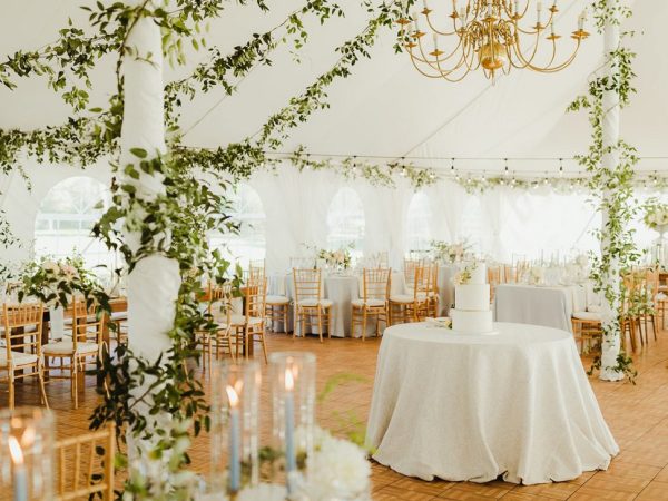 A reception set-up in the Cornman Farms' tent space. Credit: Jill DeVries Photography
