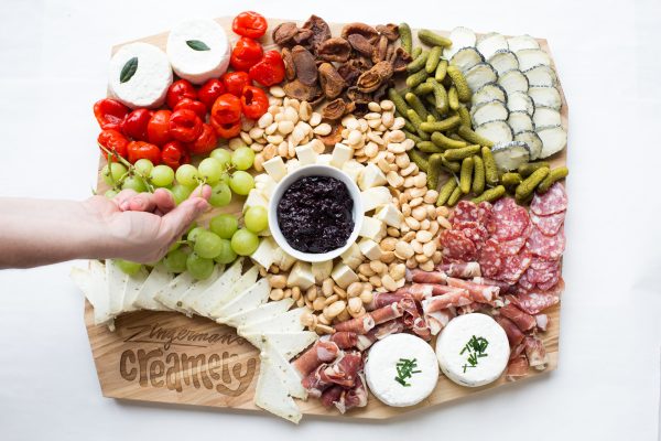 Overhead view of a cheeseboard