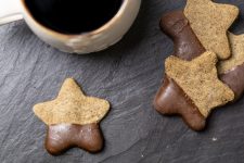 Holiday cookies, Espresso Stars dipped in chocolate